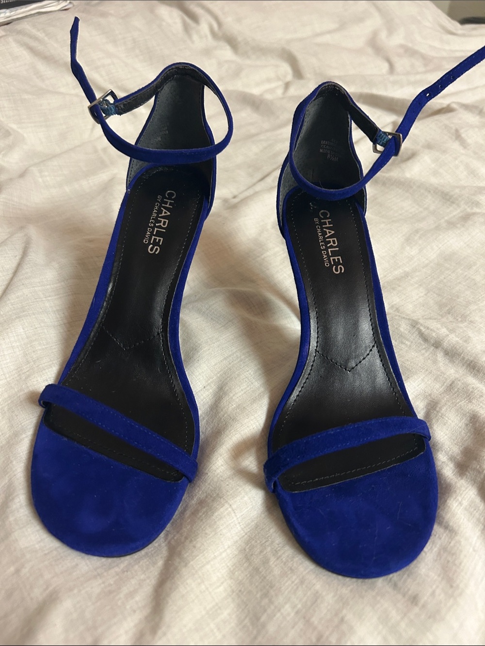 Charles David Cobalt Blue Suede Ankle-Strap ClassyWedding Guest Heels (8.5)